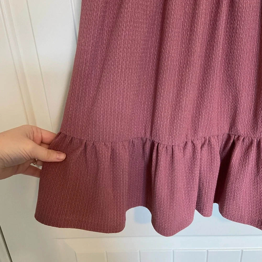 NWOT Speechless girl’s mauve pink textured puff‎ sleeve square neck tiered dress